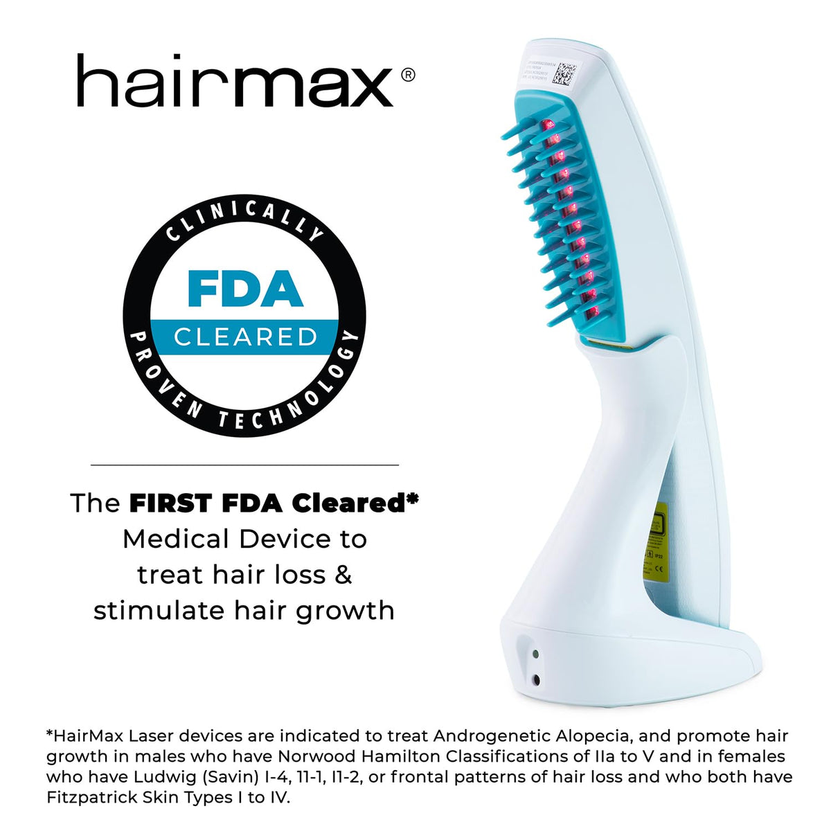 Hairmax Ultima12 Classic LaserComb in use by a woman addressing thinning areas.