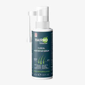 HairMD Transplant Clinical Repair Serum bottle supporting post-transplant care
