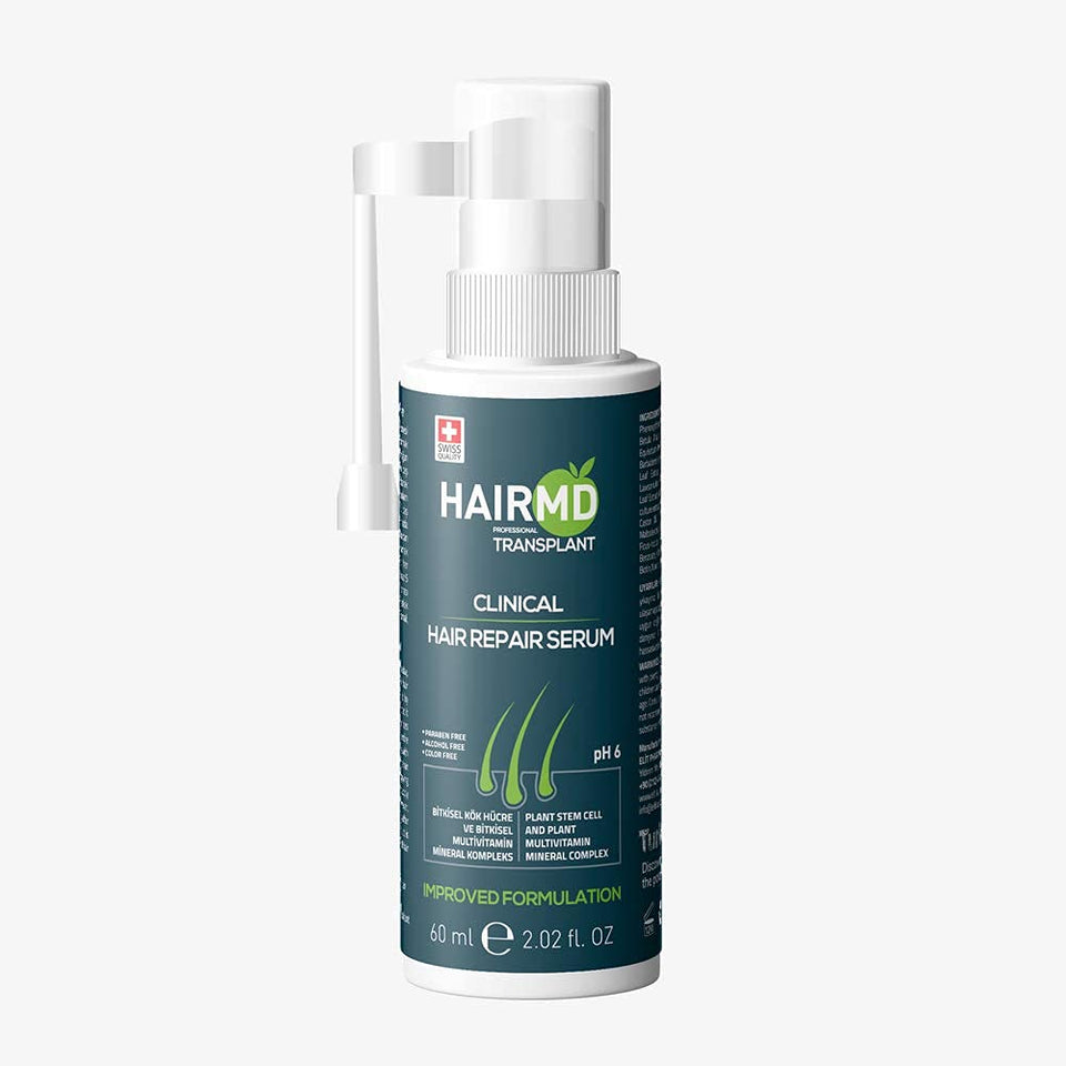 HairMD Transplant Clinical Repair Serum bottle supporting post-transplant care