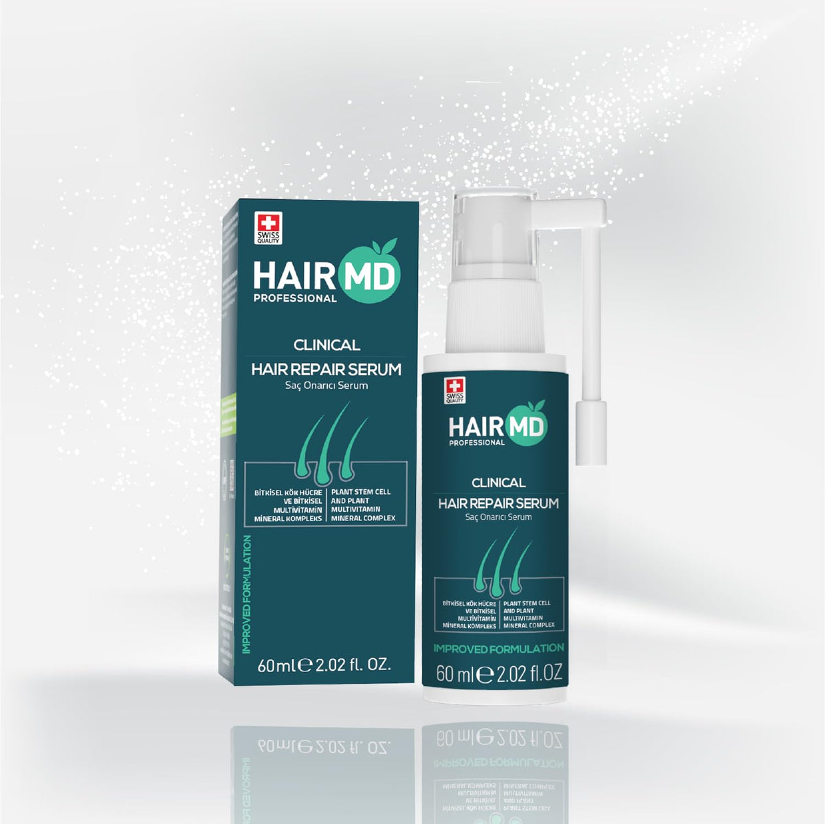 HairMD Transplant Clinical Repair Serum dropper enables precise post-transplant application