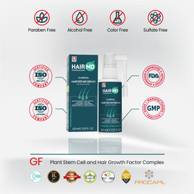 HairMD Transplant Clinical Repair Serum on skin shows gentle, non-greasy absorption