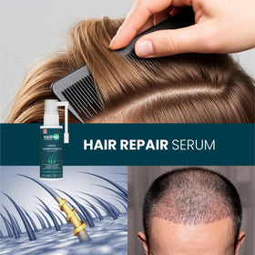 HairMD Transplant Clinical Repair Serum packaging and bottle indicate a complete care routine