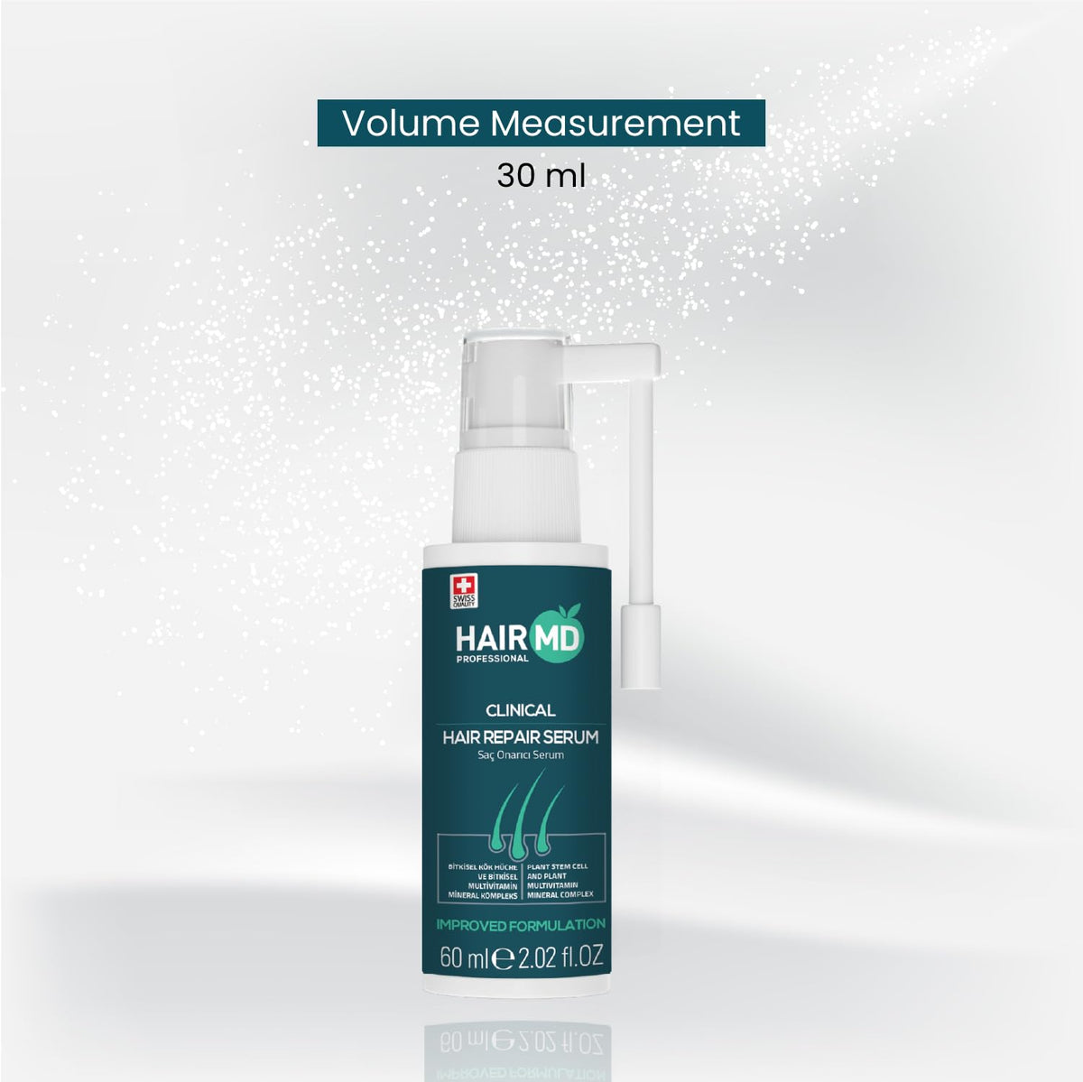 HairMD Transplant Clinical Repair Serum swirl demonstrates light texture for daily layering