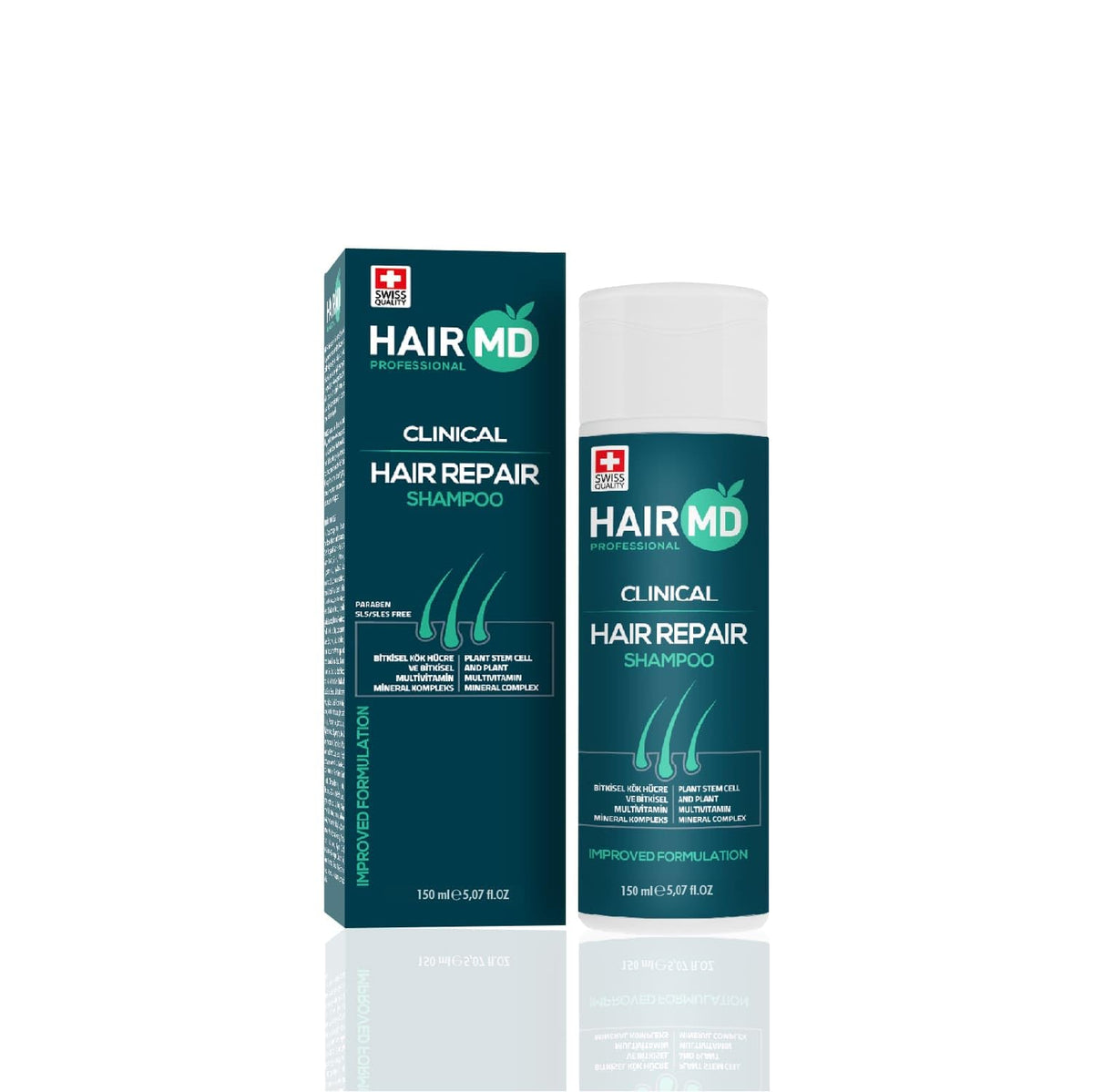 HairMD Transplant Clinical Repair Shampoo bottle showcasing premium formula for post-transplant care