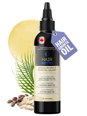 HAIRMETTO pumpkin seed oil with saw palmetto bottle for natural hair nourishment