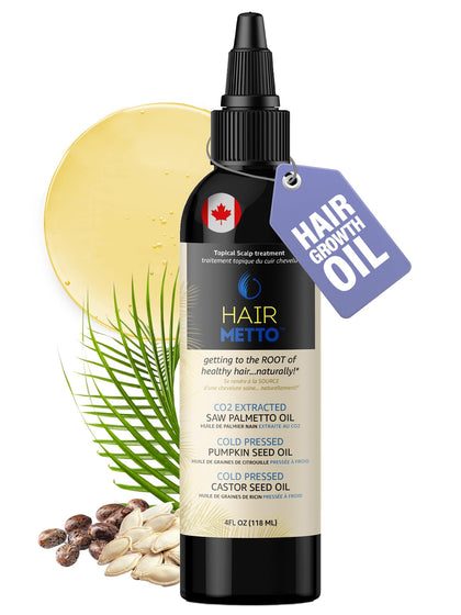 HAIRMETTO pumpkin seed oil with saw palmetto bottle for natural hair nourishment