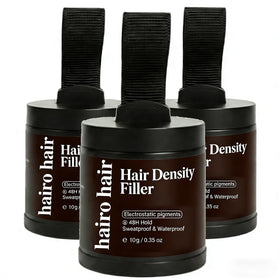 Hairo Hair Density Filler bottle close-up, compact and portable for on-the-go coverage.