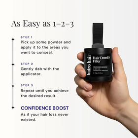 Hairo Hair Density Filler waterproof test showing sweat and moisture resistance on demand.