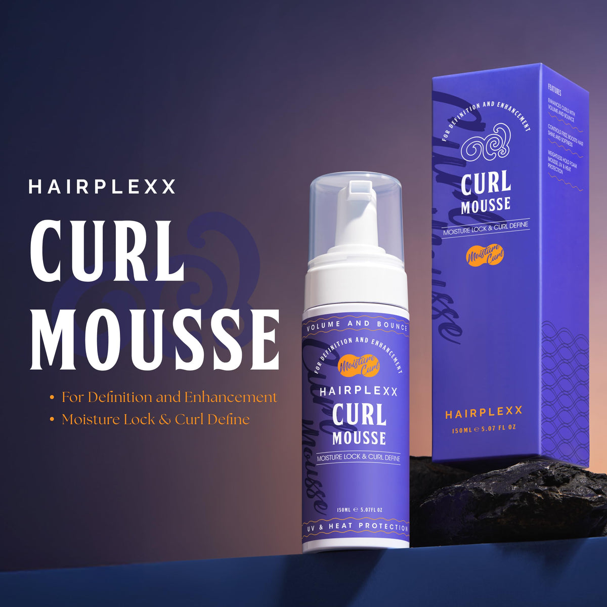 Hairplexx Curl Mousse - lightweight hold for all-day curl shape
