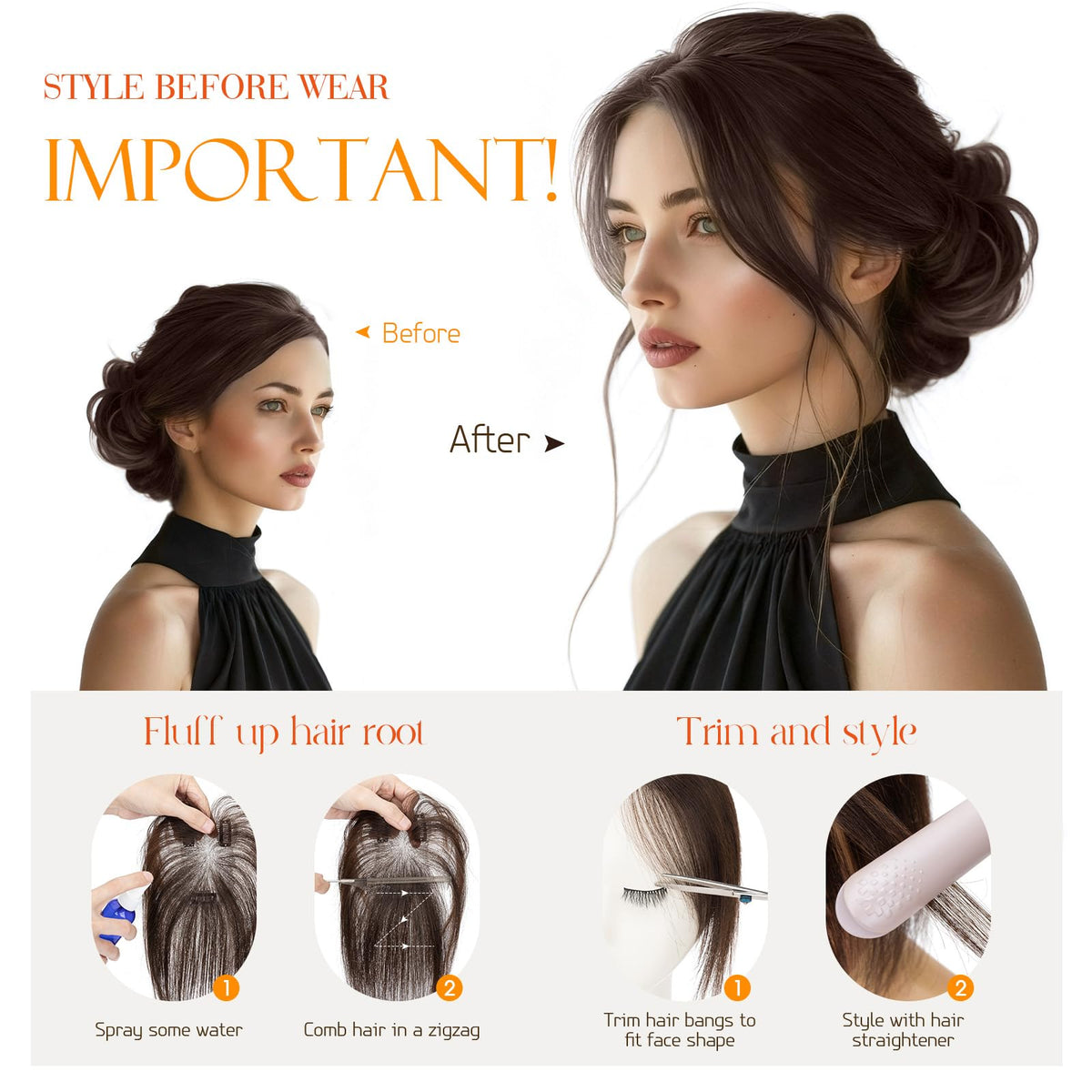 Hairro air bangs style clip-in for a light, wispy fringe.