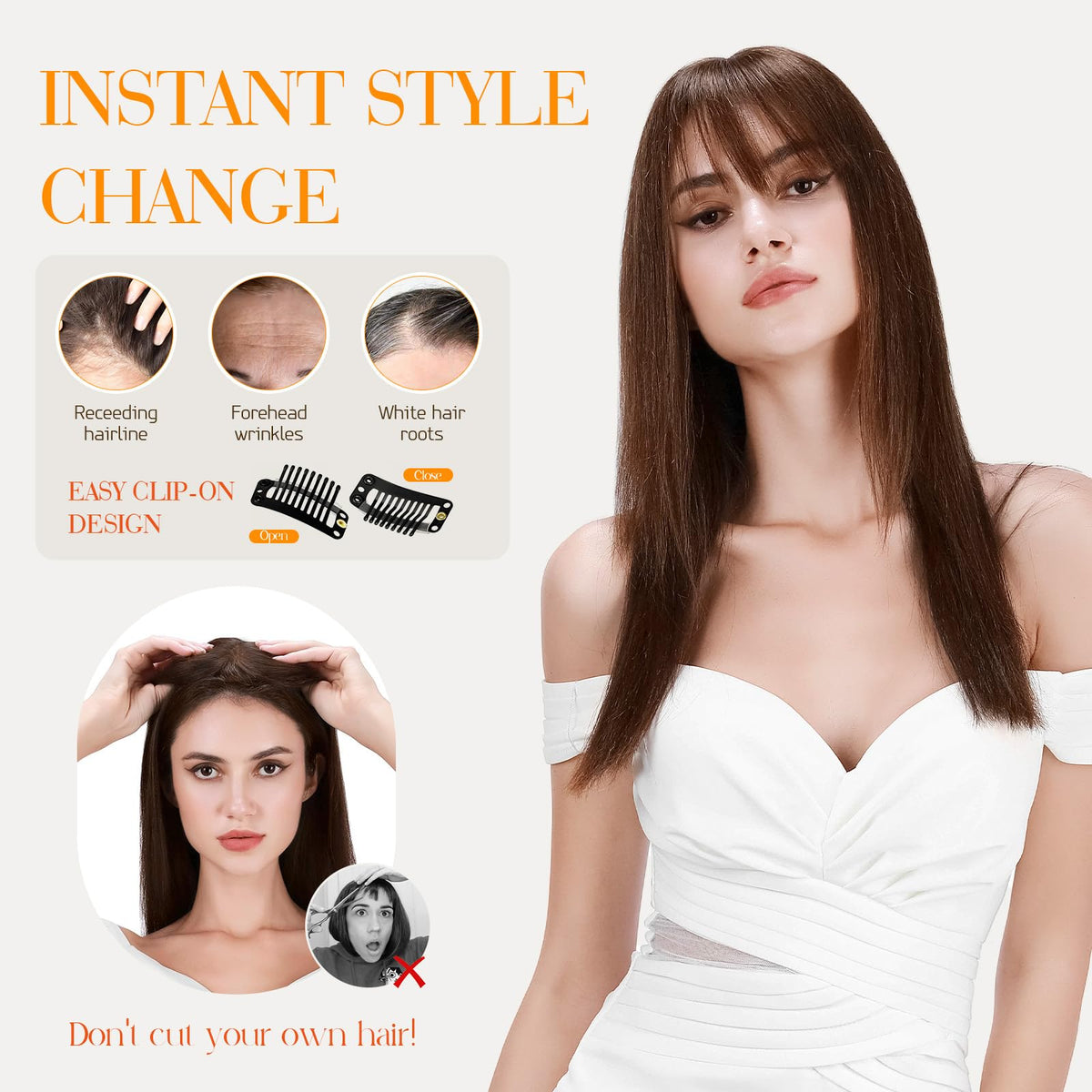 Hairro 3D coverage topper blending naturally at hairline and crown