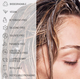 Hairstory New Wash Deep Clean refill bottle showcases eco-friendly packaging.