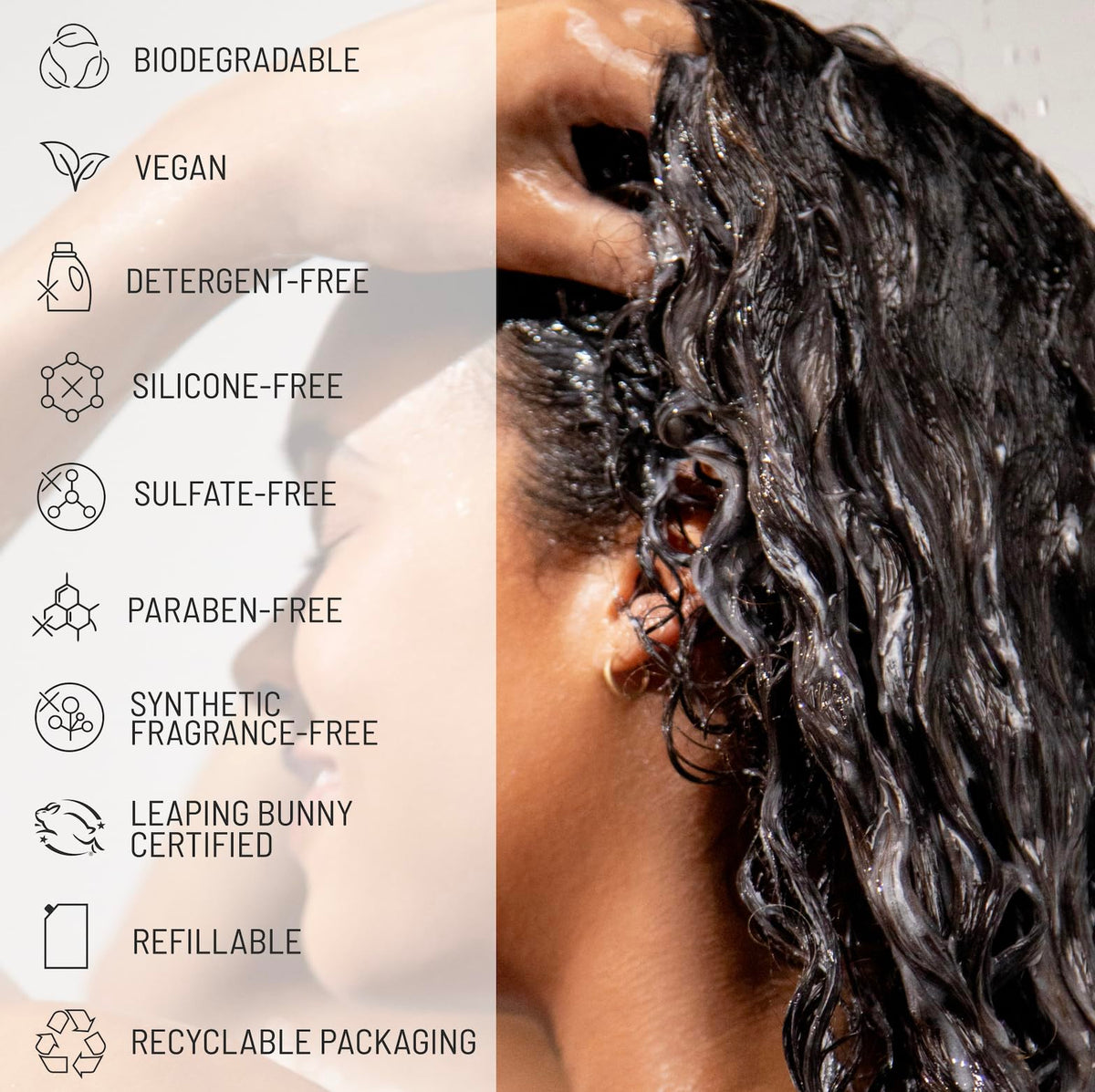 Color-safe, gentle formula used daily on curly hair