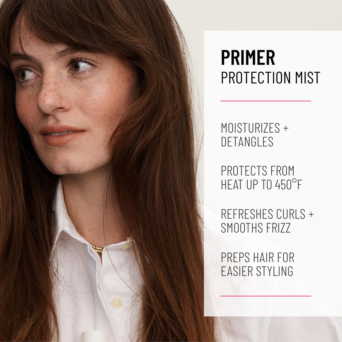 Hairstory Primer smoothing detangler for easier styling and frizz control.