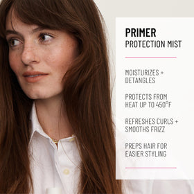 Hairstory Primer smoothing detangler for easier styling and frizz control.