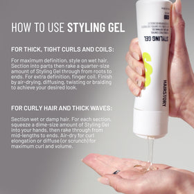 Hairstory Styling Gel heat protection up to 450F during styling.
