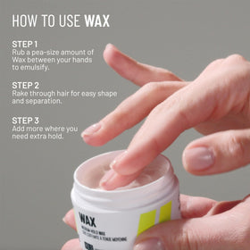 Hairstory Wax smooths flyaways and edges for a polished finish
