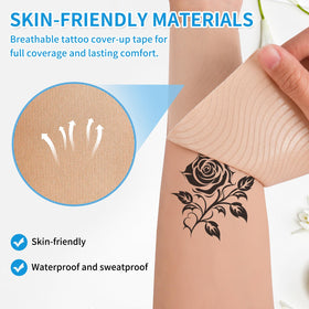 HAIRUNFU waterproof tattoo cover tape endures swimming and workouts without peeling.