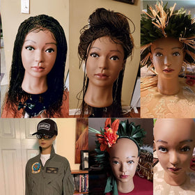 HAIRWAY bald mannequin head with T pins, ready for secure pinning practice.