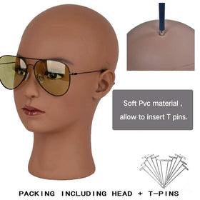 HAIRWAY dark brown 21.5 inch head, lifelike size for realistic styling sessions.