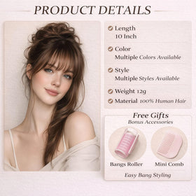HAITOO natural-looking bangs can be trimmed for perfect length.