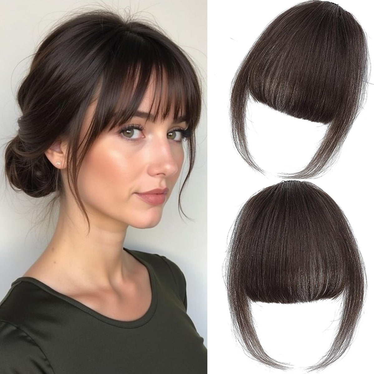 HAITOO Clip-in bangs real human hair for natural blending and daily wear.