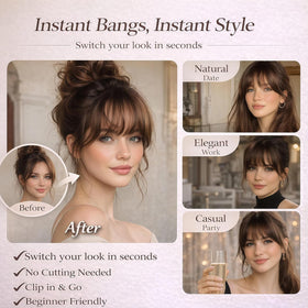 HAITOO clip-in bangs with secure clips for easy, slip-free wear.