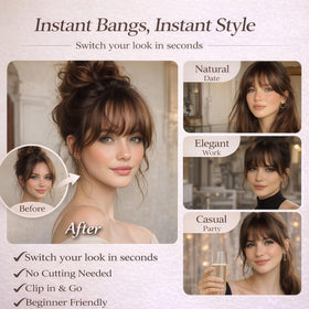 HAITOO clip-in bangs with secure clips for comfortable wear.