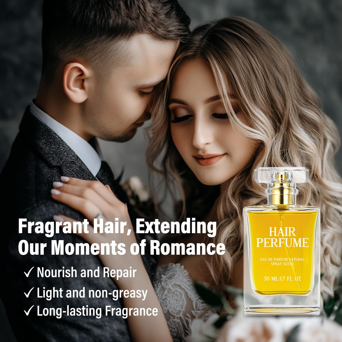 Hajoyful Hair Perfume spray application demonstrates easy, even mist.