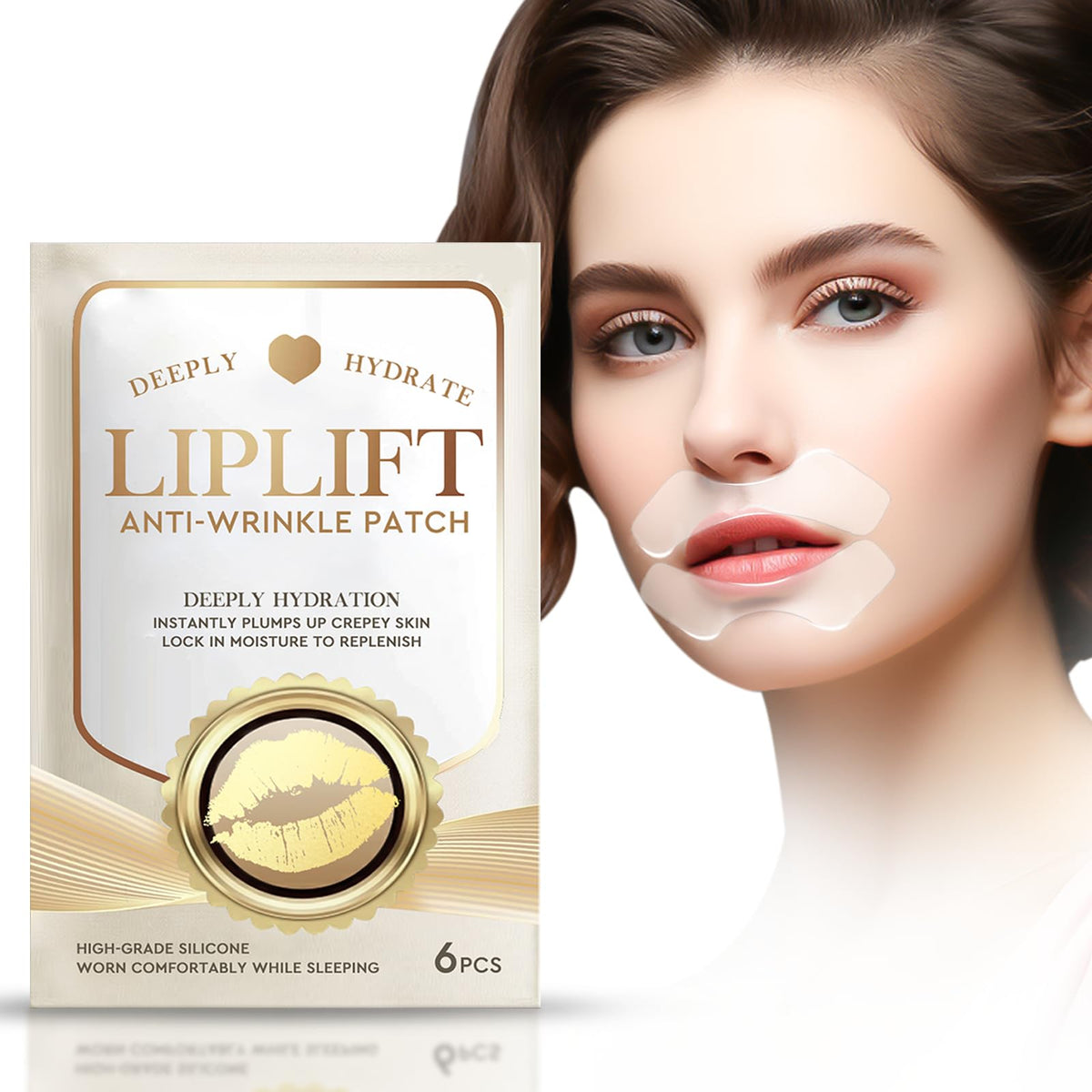 Hajoyful lip wrinkle patch package showing easy at home smoothing.