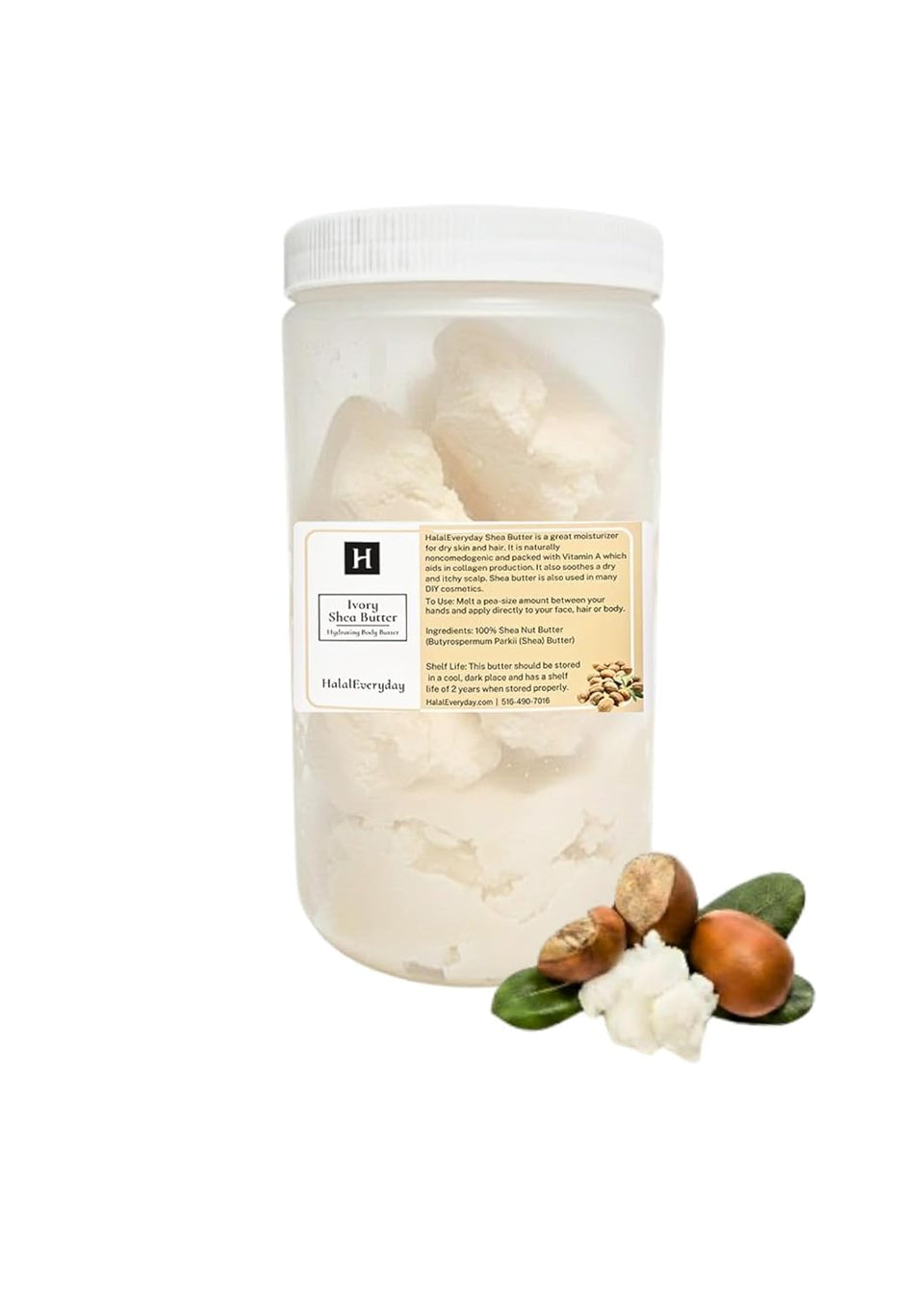 HalalEveryDay Ivory Shea Butter 28oz jar for soft, nourished skin.