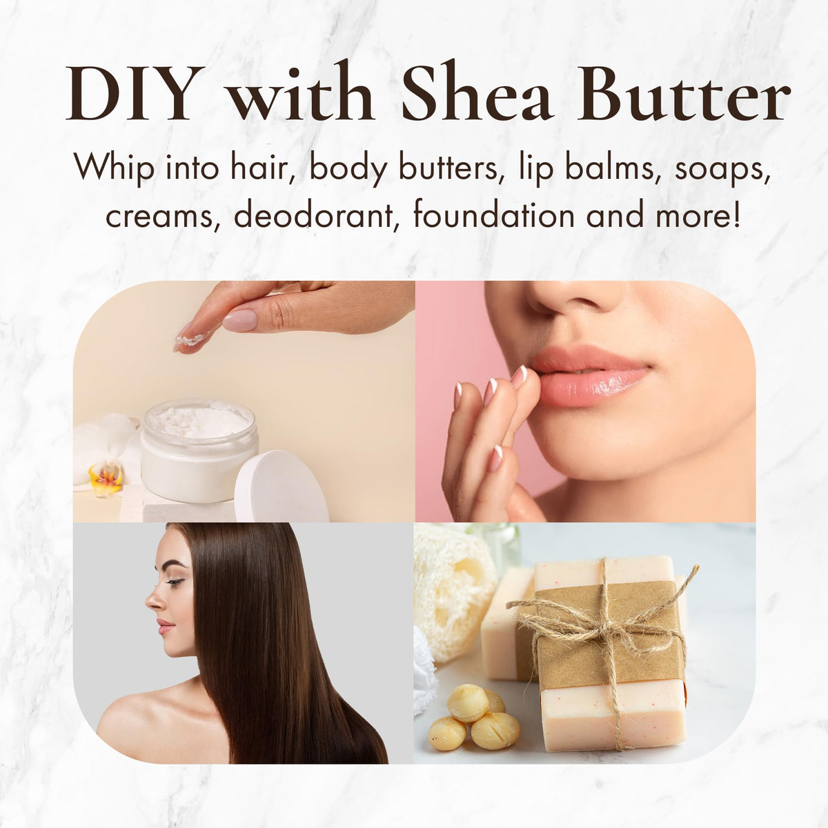 HalalEveryDay Shea Butter supports hair care by sealing ends.