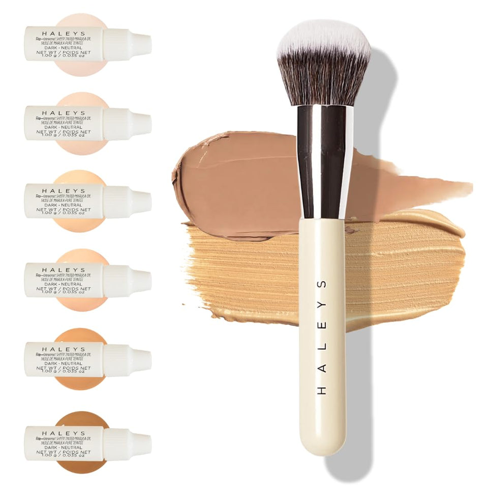 HALEYS Beauty Kabuki Brush with soft plush bristles for seamless blending.