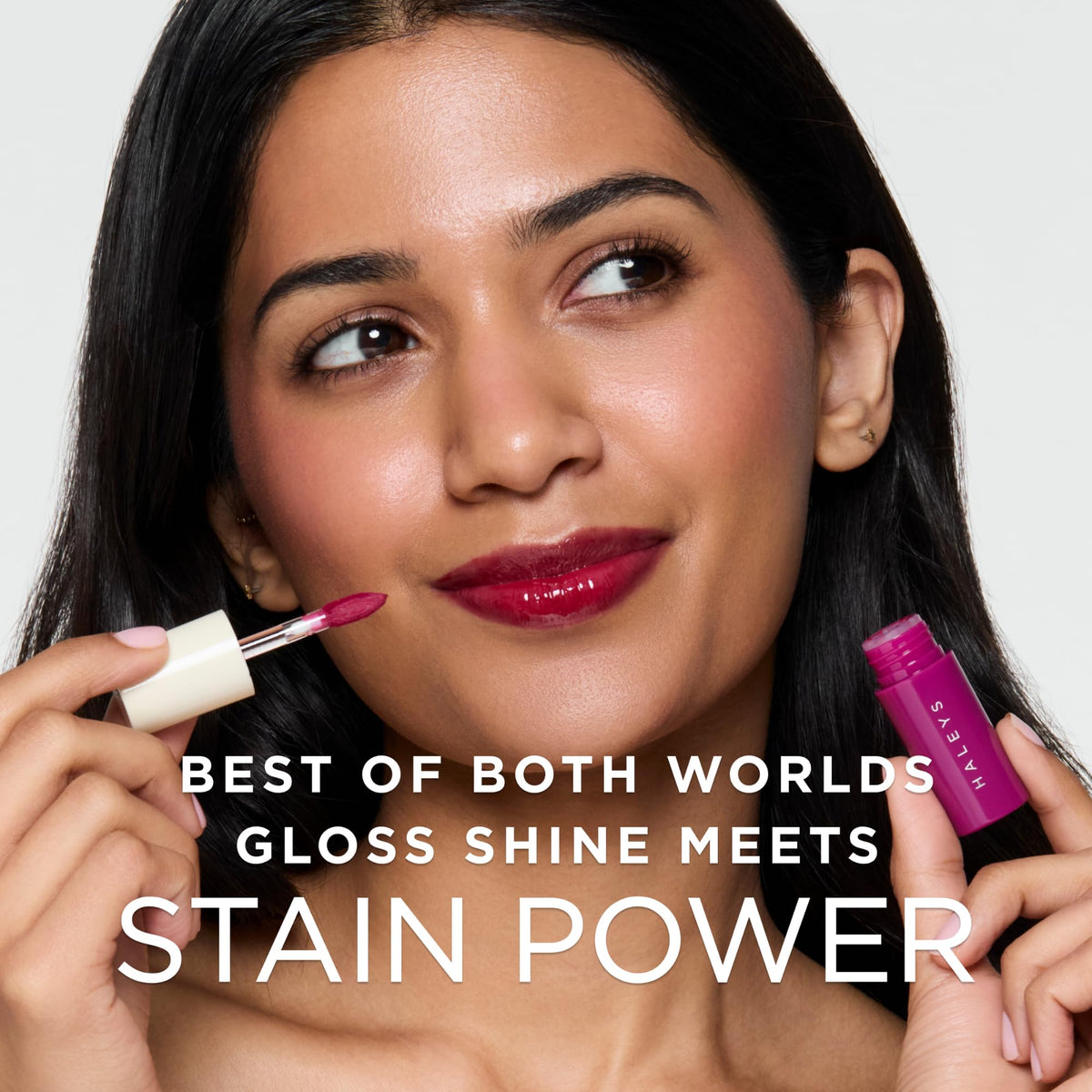 HALEYS Re-dew Lip Gloss to Stain close-up highlights weightless hydration