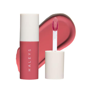 HALEYS Re-dew Lip Gloss to Stain swatch shows glossy-to-stain application