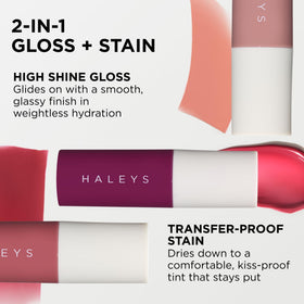 HALEYS Re-dew Lip Gloss to Stain transfer-free color on lips
