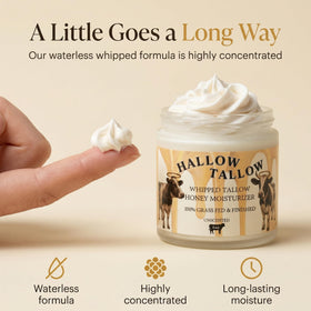 Packaging label of Hallow Naturals five-ingredient tallow moisturizer