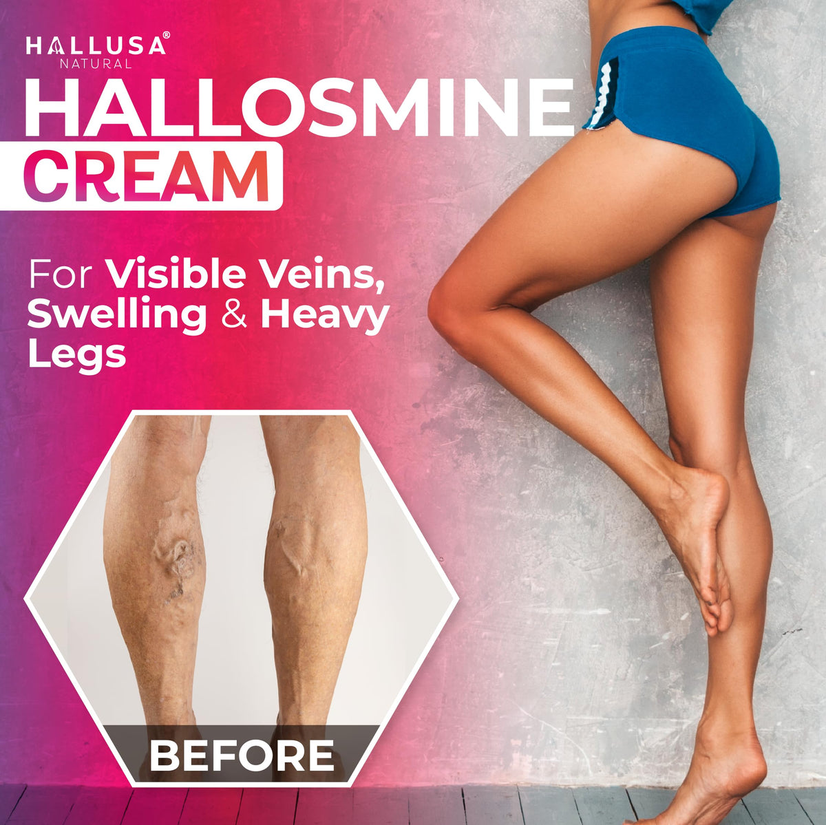 Hallusa Natural Hallosmine evening leg care routine application