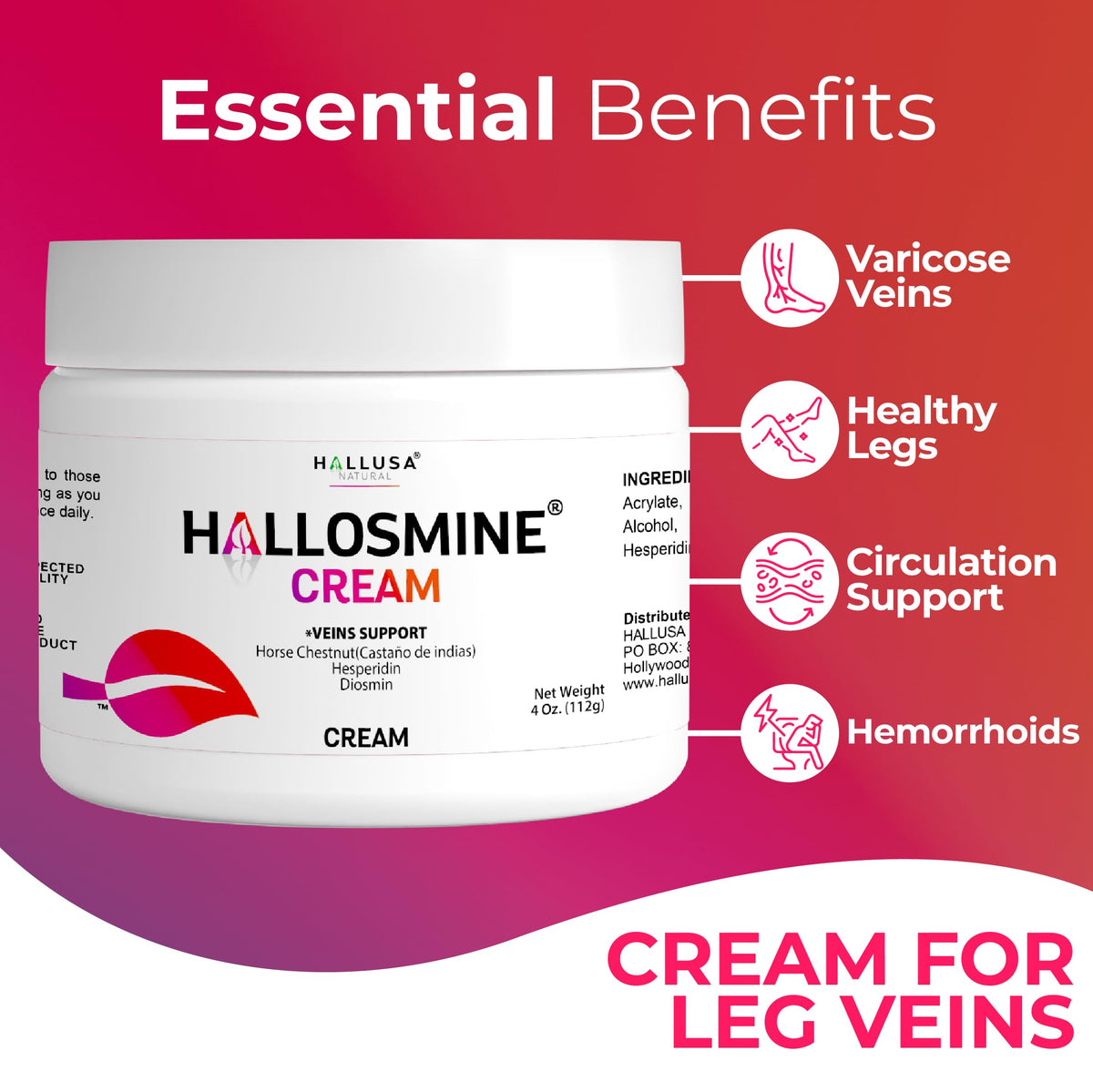 Hallusa Natural Hallosmine menthol provides cooling sensation for refreshed legs
