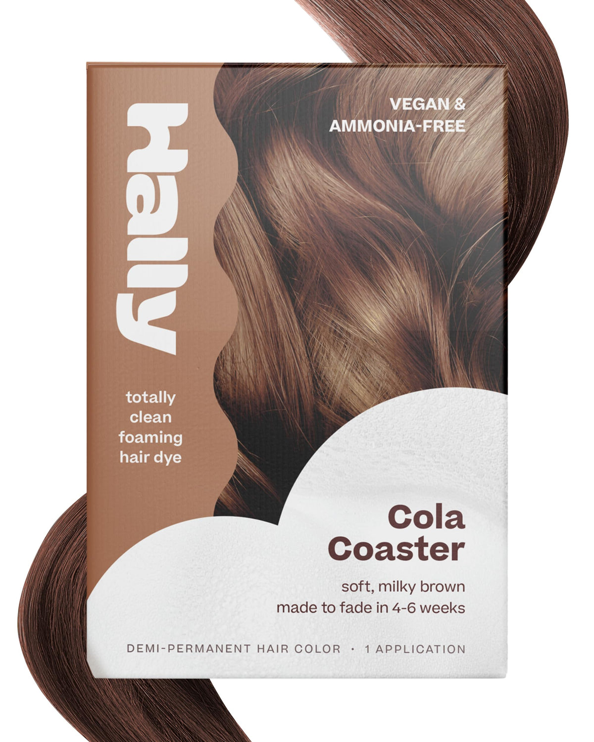 Hally Hair Color Cloud cola foam bottle for quick color refresh and even deposit.