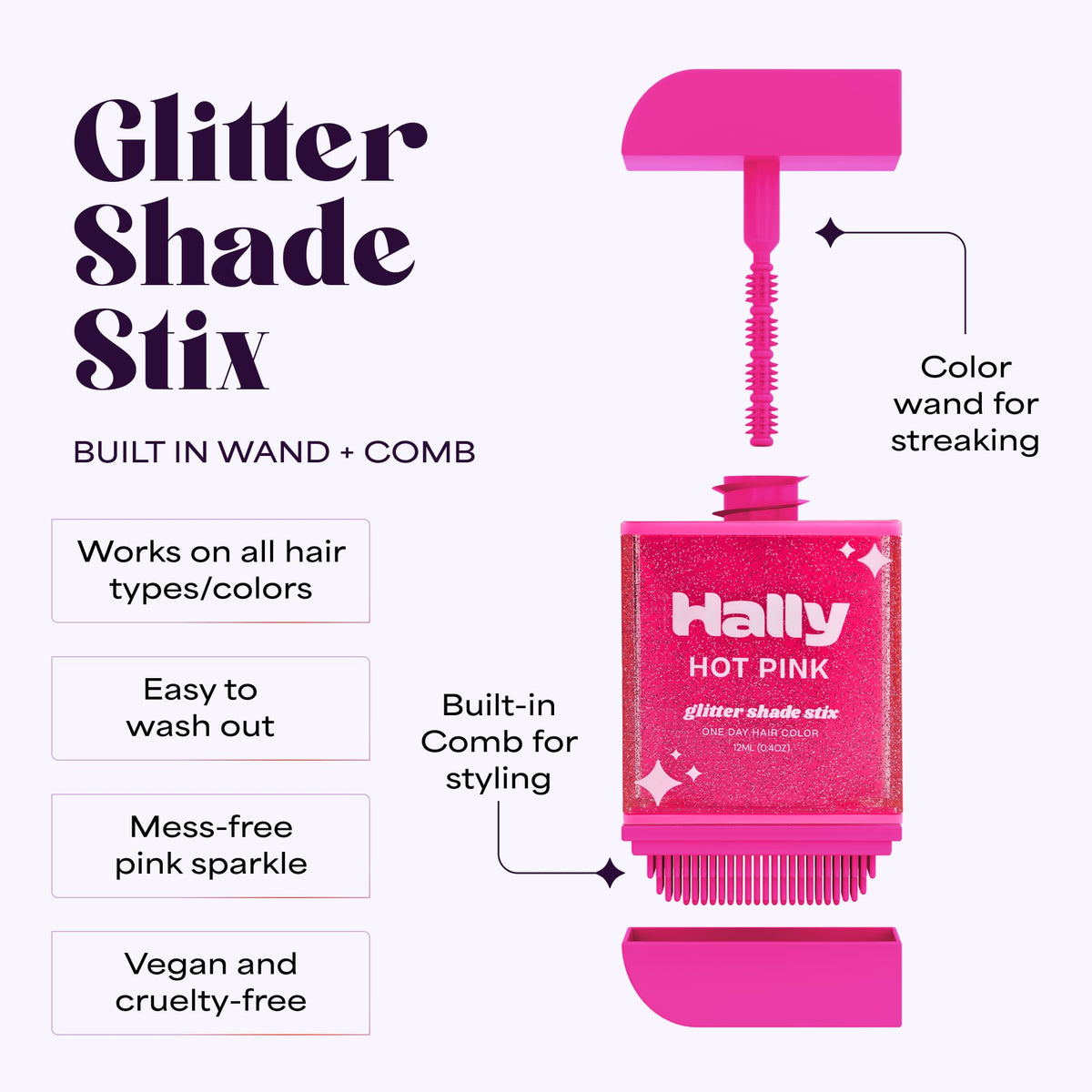 Hally Hair Washable Shimmer Styling Gel makes glitter easy to wash out.