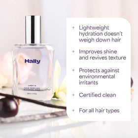 Hally Lady H hair and body spray provides a versatile scent experience.