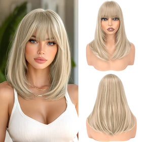 Haloo Blonde Bob Wig with bangs, 16-inch adds instant daily style.