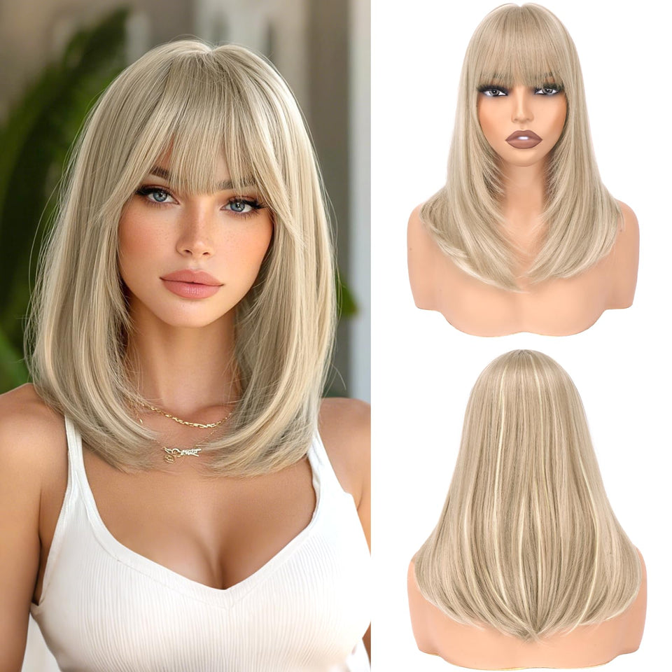 Haloo Blonde Bob Wig with bangs, 16-inch adds instant daily style.