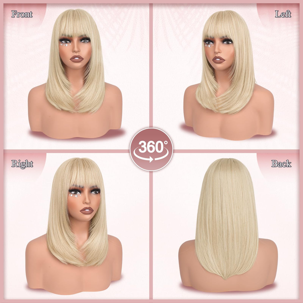 Haloo platinum blonde wig shoulder-length straight style with glossy texture.