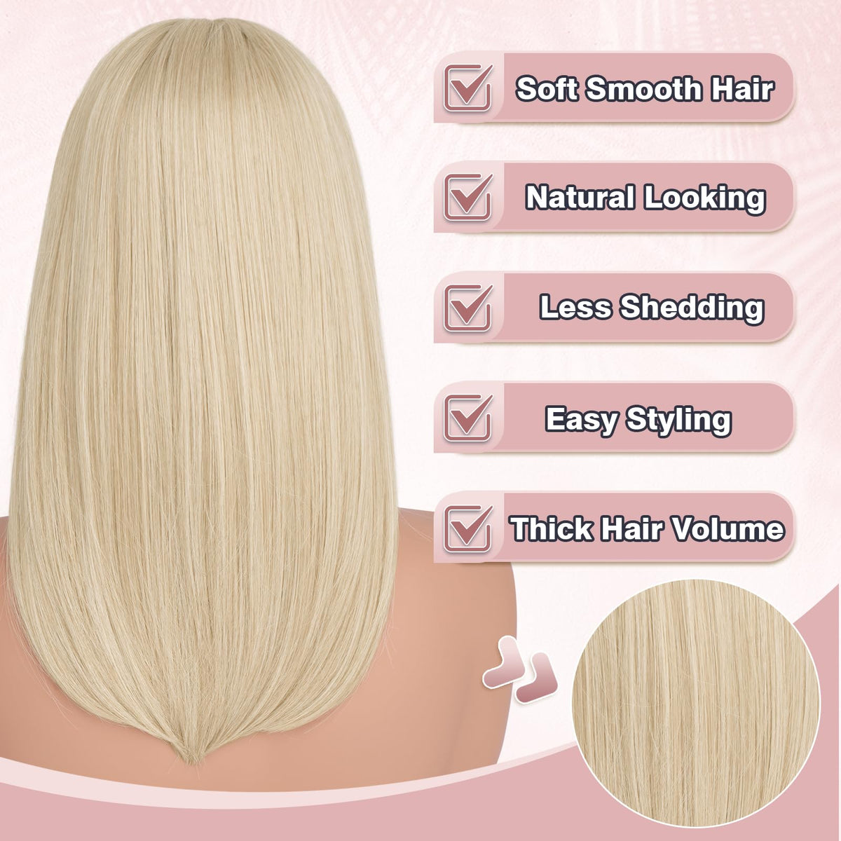 Haloo wig breathable net and adjustable straps comfortable all-day wear.