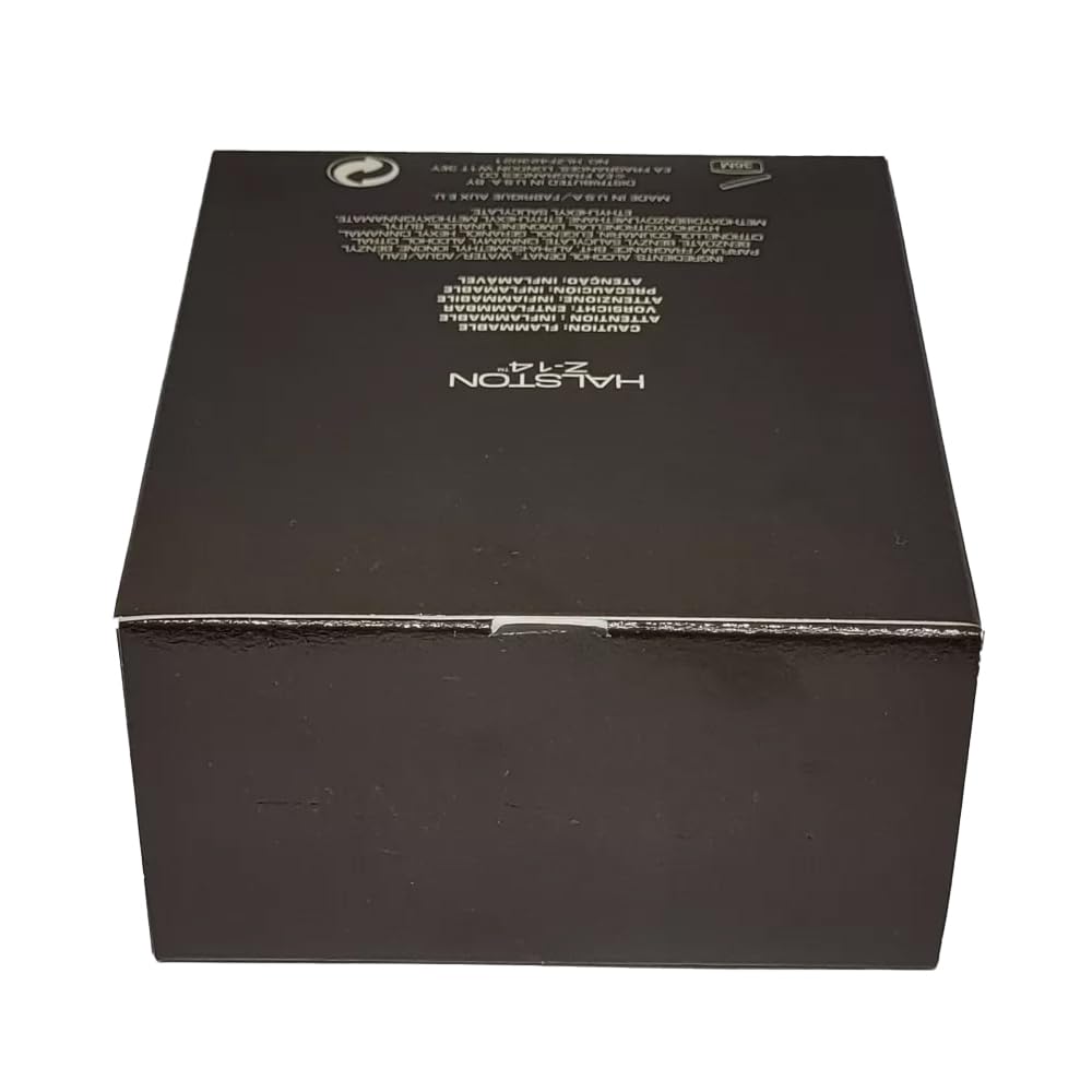HALSTON Z-14 packaging label emphasizing heritage and lasting impression.
