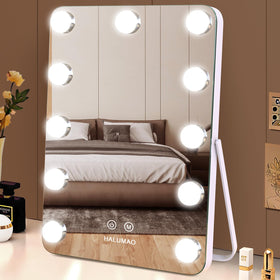 Halumao 14-6-inch vanity mirror with lights for precise makeup.