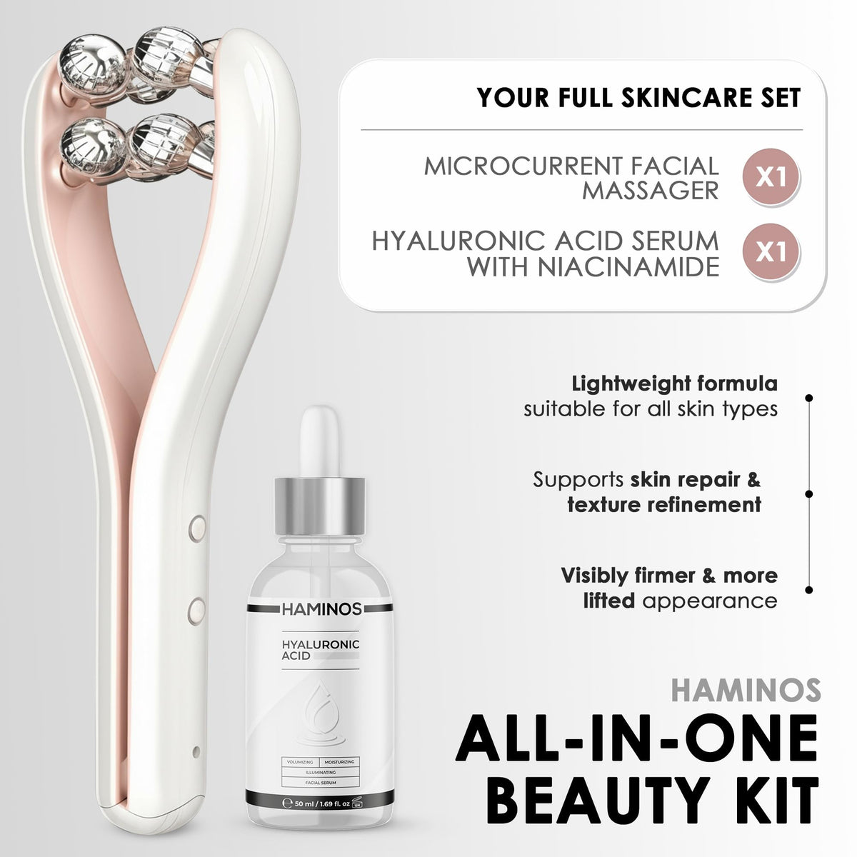 HAMINOS 3D roller texture targets cheeks and jawline for contour.