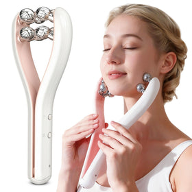 HAMINOS microcurrent facial massager delivering gentle lift for cheeks and jawline.